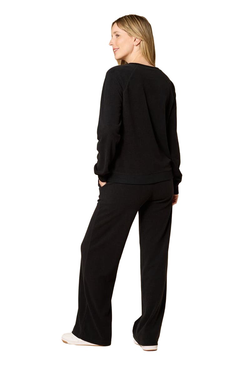 Vintage Velvet Crewneck with Pintuck Pant, Alternate, color, Black