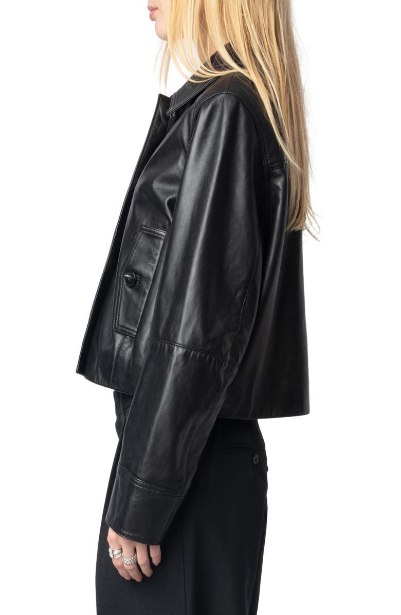 Zadig & Voltaire Liston Leather Crop Jacket, Alternate, color, 