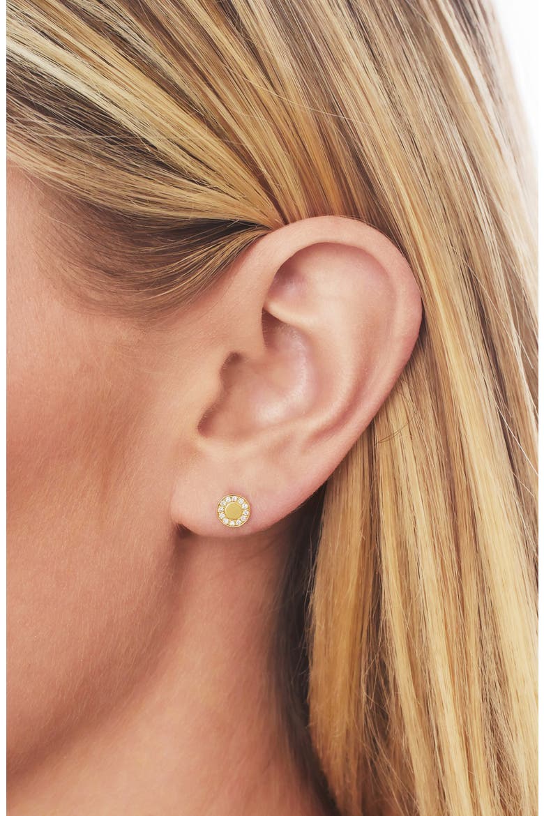 Kiera Diamond Medallion Stud Earrings (Nordstrom Exclusive), Alternate, color, DIAMOND/ YELLOW GOLD