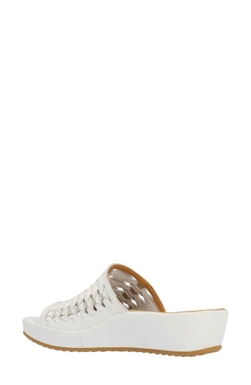L'amour Des Pieds Cyra Platform Wedge Slide Sandal In White/gold