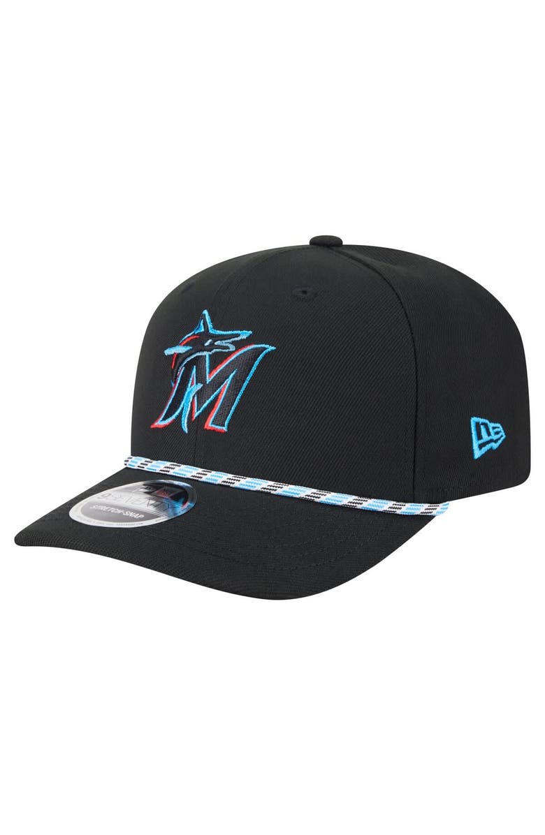 New Era Men's New Era Black Miami Marlins Multi-Rope 9SEVENTY Stretch-Snap Hat, Main, color, Black