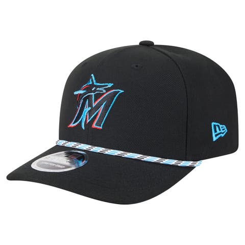 Men's New Era Black Miami Marlins Multi-Rope 9SEVENTY Stretch-Snap Hat