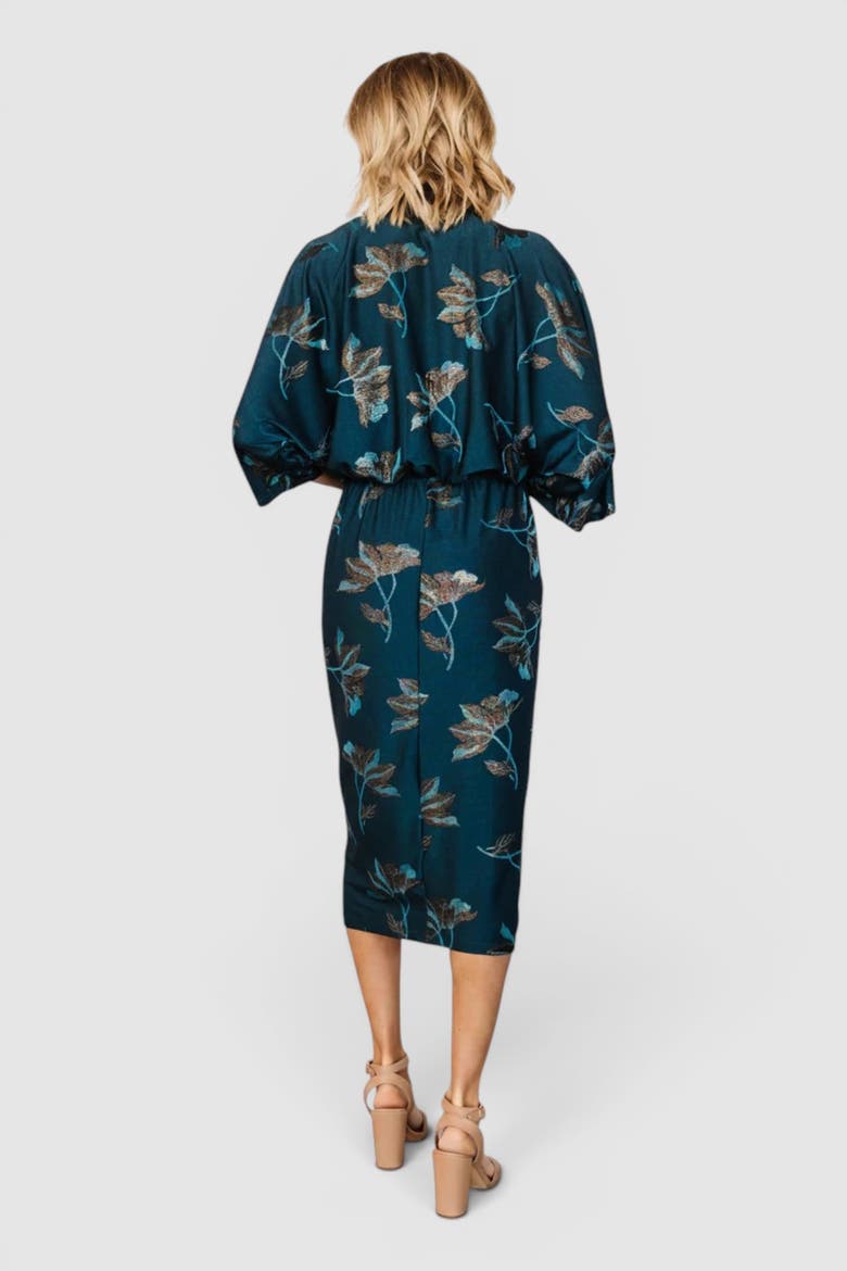 Shaneen Ruched Midi Dress, Alternate, color, Blue
