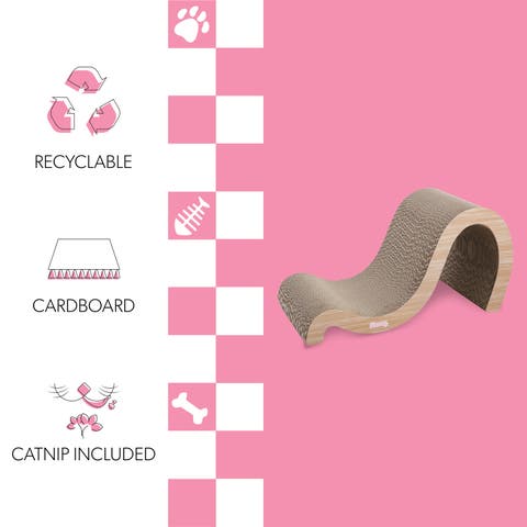 Kona 27" Modern Cardboard Double-sided Wave Cat Scratcher With Catnip