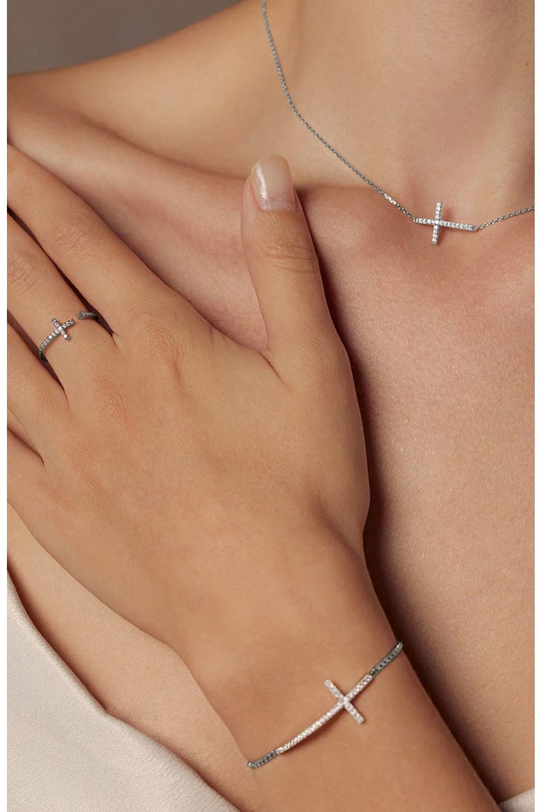 14k Gold Plated Cross Ring Faith Jewelry Dainty Trendy Everyday, Alternate, color, Silver