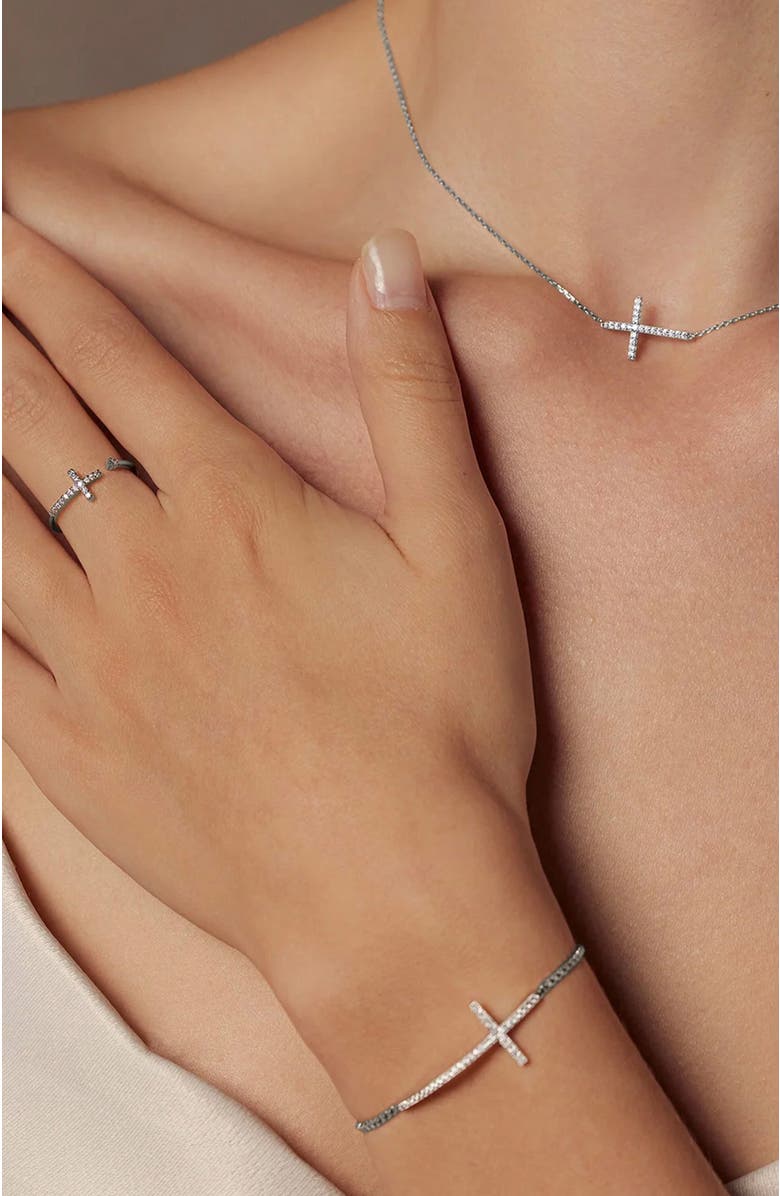 Bearfruit Jewelry 14k Gold Plated Cross Ring Faith Jewelry Minimalist Holiday Gift Guide, Alternate, color, Silver