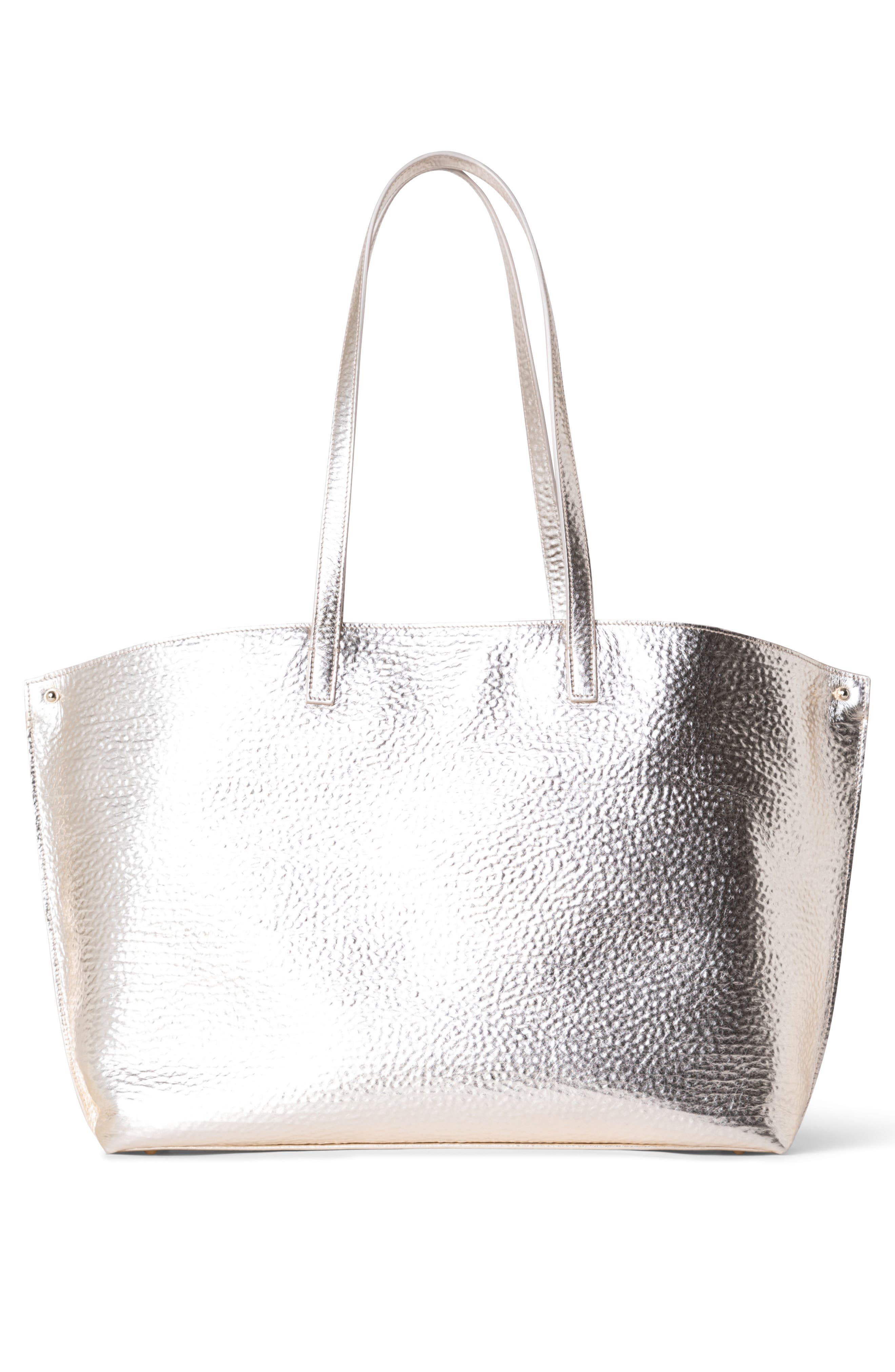 Akris Medium AI Metallic Calfskin Leather Tote, Alternate, color, 