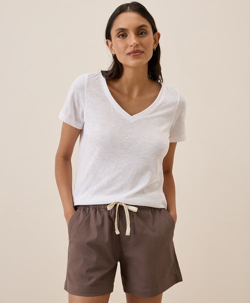 Pact Organic Cotton Featherweight Slub V-neck Tee In White