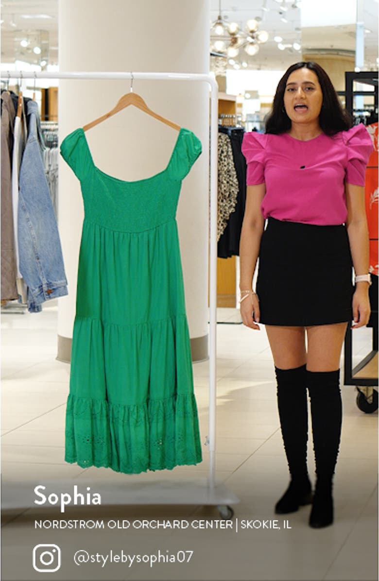 Coco Cotton Smocked Eyelet Midi Dress, sales video thumbnail