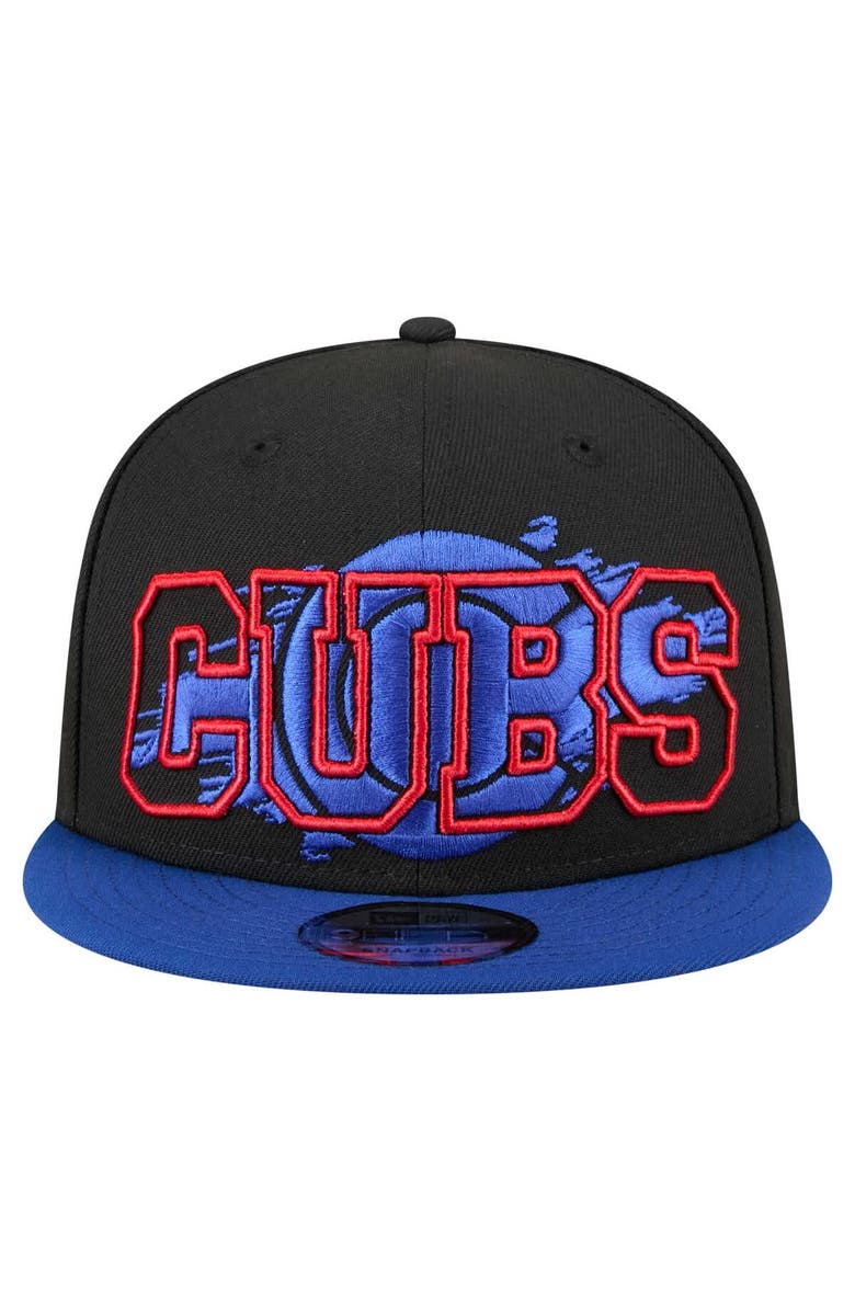 New Era Men's New Era Black Chicago Cubs Splatter 9FIFTY Snapback Hat, Alternate, color,