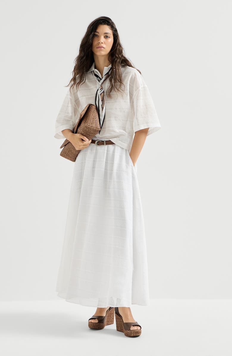 Brunello Cucinelli Broderie anglaise skirt, Alternate, color, White