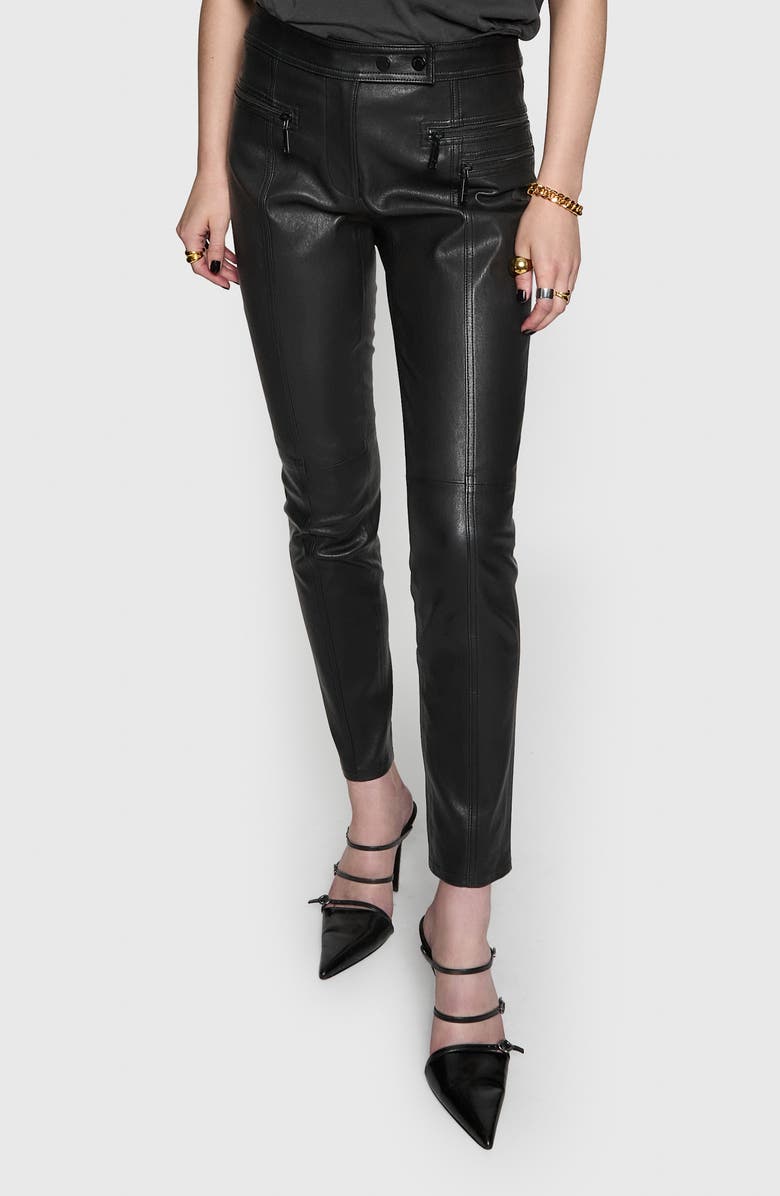 Rebecca Minkoff Wilder Stretch Leather Moto Pants, Main, color, 