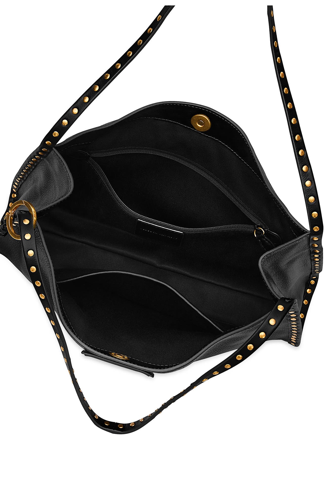 Dylan Leather Shoulder Bag, Alternate, color, BLACK
