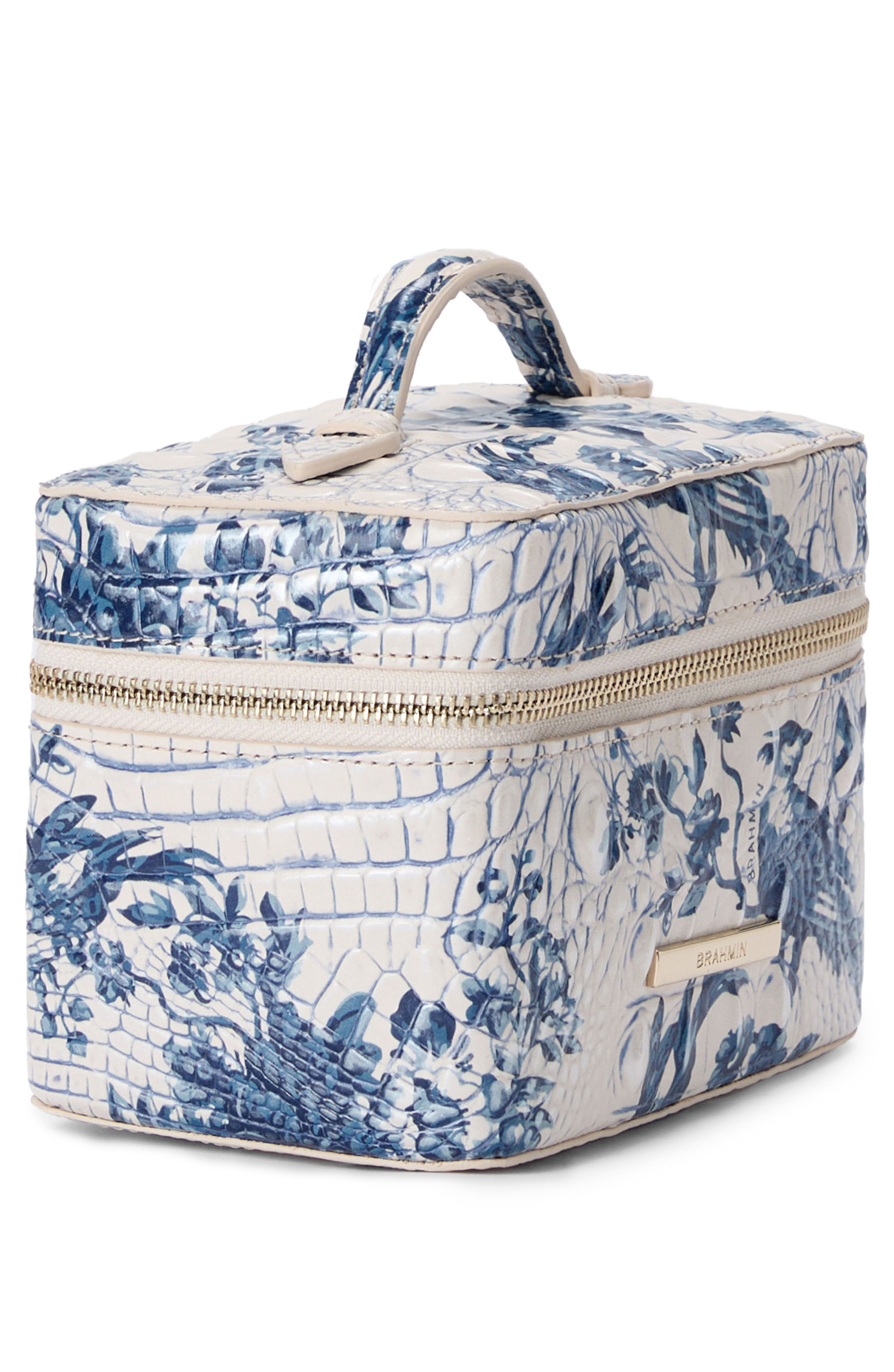 Brahmin Small Charmaine Croc Embossed Leather Train Case, Alternate, color, 