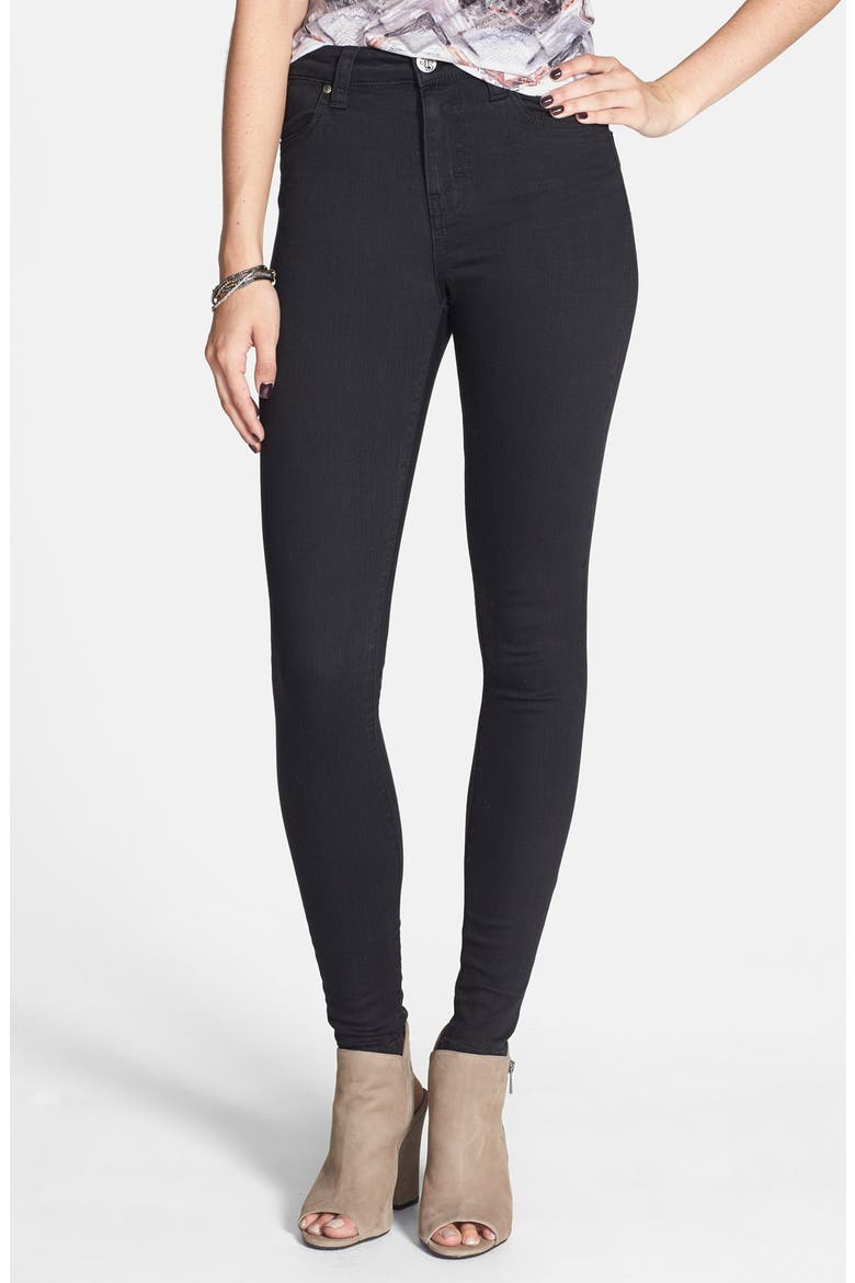 'Elle' High Waist Skinny Jeans, Main, color, BLACK