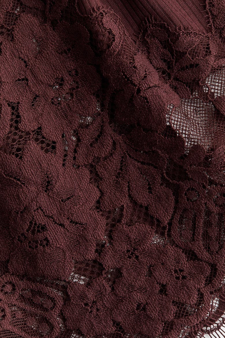 Lace-trimmed Pajama Pants, Alternate, color, Rust brown