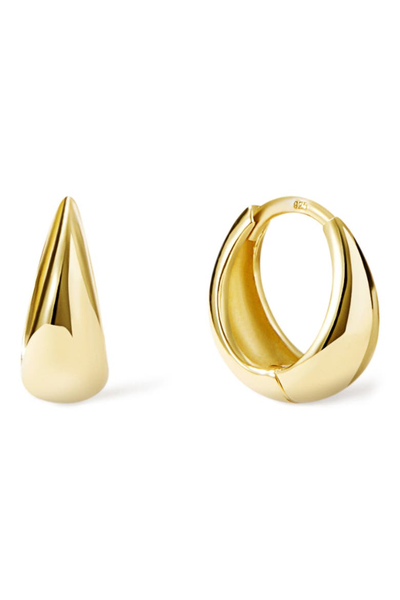 Nate Teardrop Hugging Hoop Earrings, Main, color, 925 YG