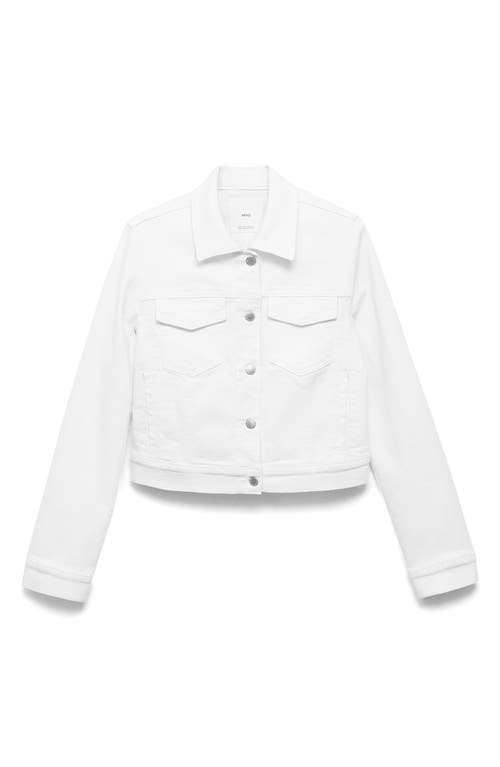 Mango Pockets Denim Jacket In White