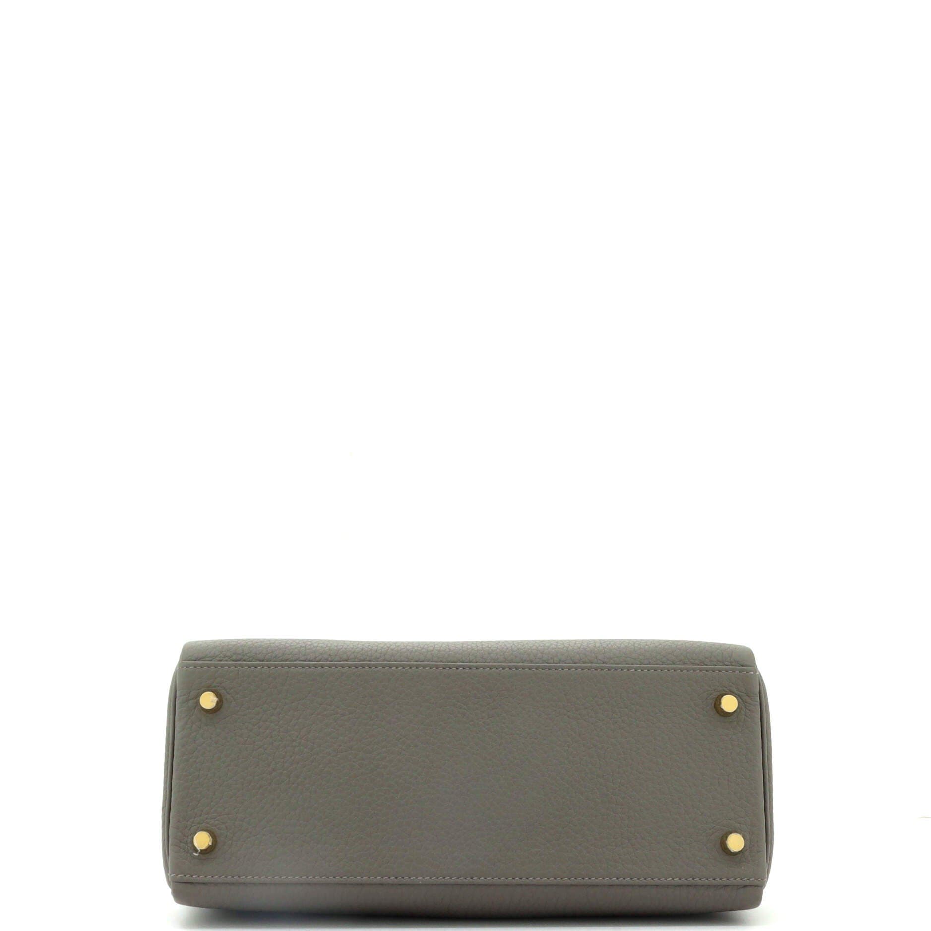 Pre-Owned Hermes Kelly Handbag Grey Clemence with Gold Hardware 28, Alternate, color, 