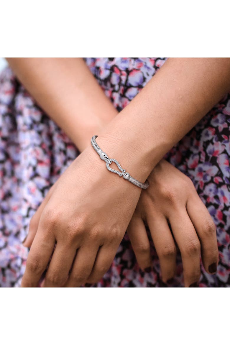 Cubic Zirconia Weave Bangle Bracelet Sterling Silver, Alternate, color, Sterling Silver