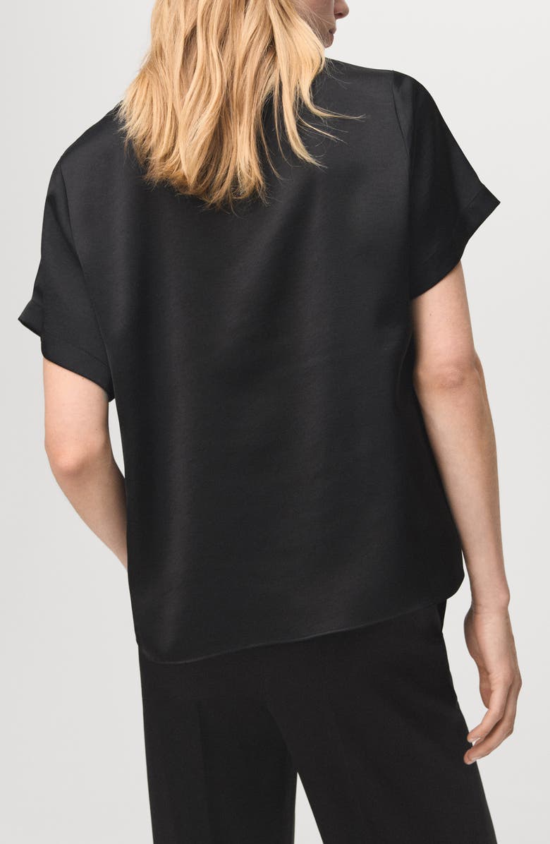MANGO Crop Satin T-Shirt, Alternate, color, Black