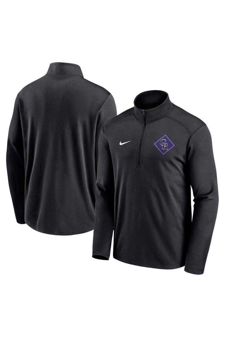 Men's Nike Black Colorado Rockies Diamond Icon Pacer Performance Quarter-Zip Windbreaker Top, Main, color, Black