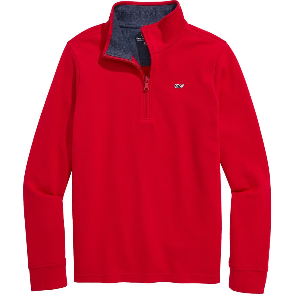 Vineyard Vines Kids' Saltwater Quater Zip Pullover In Red