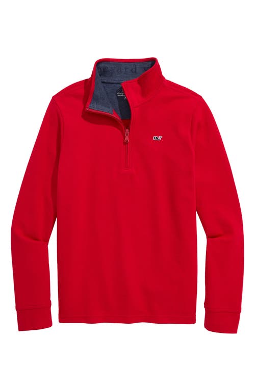 Vineyard Vines Kids' Saltwater Quater Zip Pullover In Red