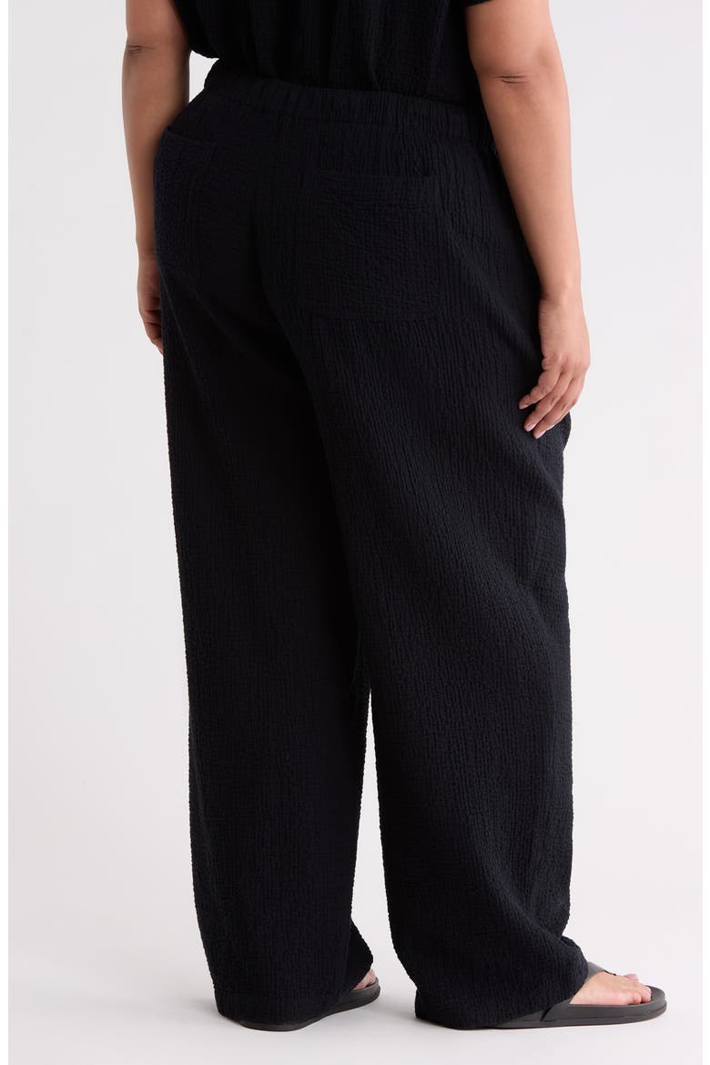 Crinkled Organic Cotton Drawstring Pants, Alternate, color, BLACK