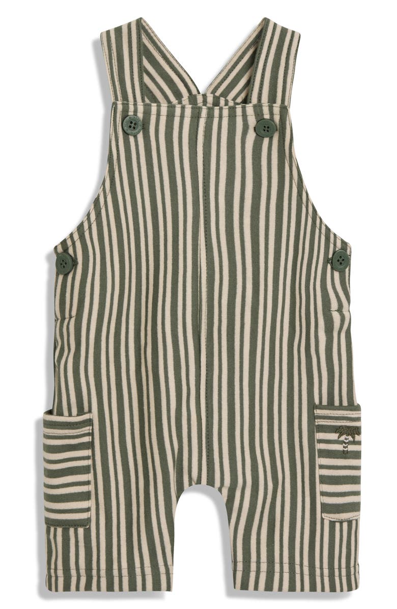 JOJO MAMAN BEBE Stripe Cotton Shirt & Overalls Set, Alternate, color, Khaki