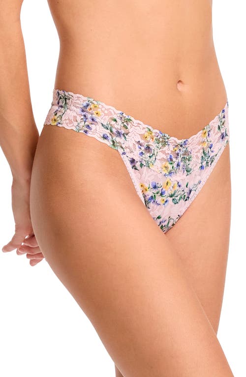 Hanky Panky Printed Signature Lace Original Rise Thong In Heirloom Pink
