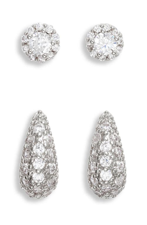 Nordstrom Demi Fine Set Of 2 Stud Earrings In Sterling Silver Plated