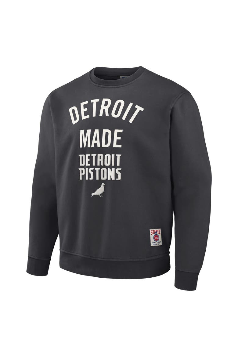 Men's NBA x Staple Anthracite Detroit Pistons Plush Pullover Sweatshirt, Alternate, color, Anthracite