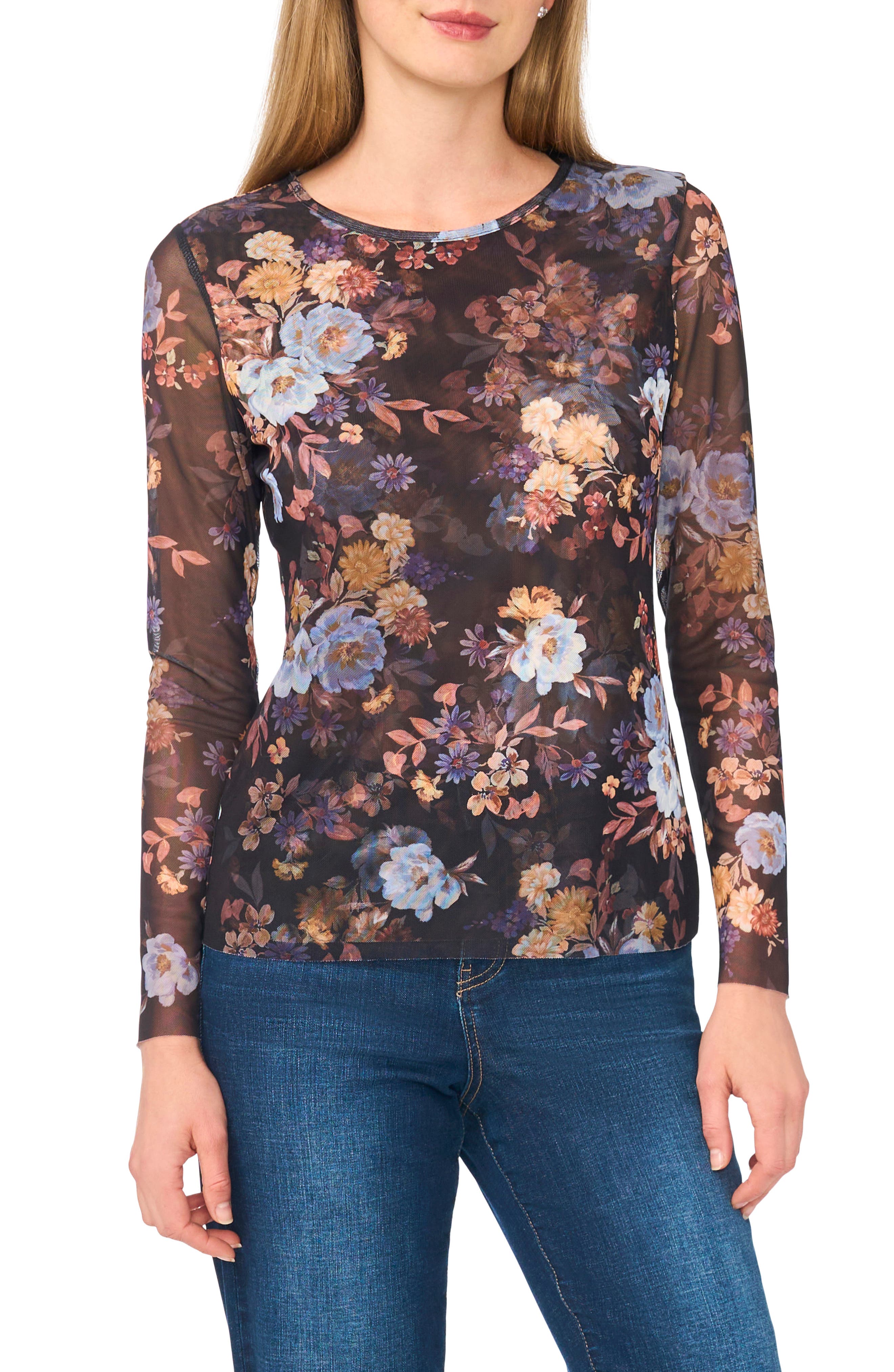 Long Sleeve Mesh Top