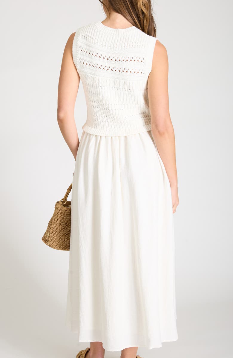 AUGUST SKY Mixed Media Maxi Dress, Alternate, color, Cream