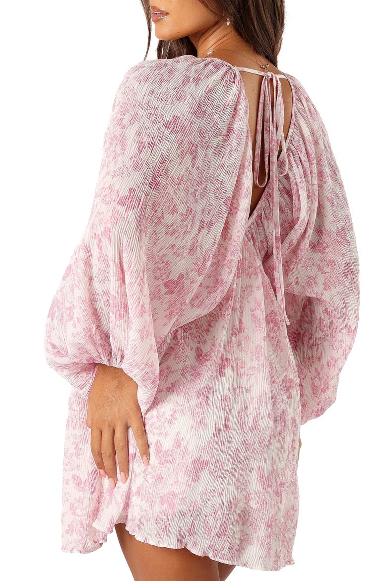 Paris Floral Textured Long Sleeve Minidress, Alternate, color, PINK