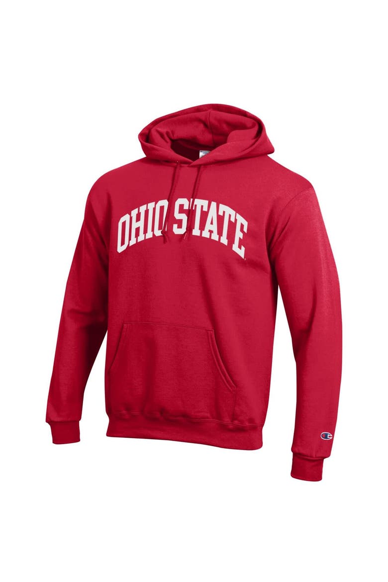 Men's Champion  Scarlet Ohio State Buckeyes Basic Arch Fleece Pullover Hoodie, Alternate, color, Scarlet