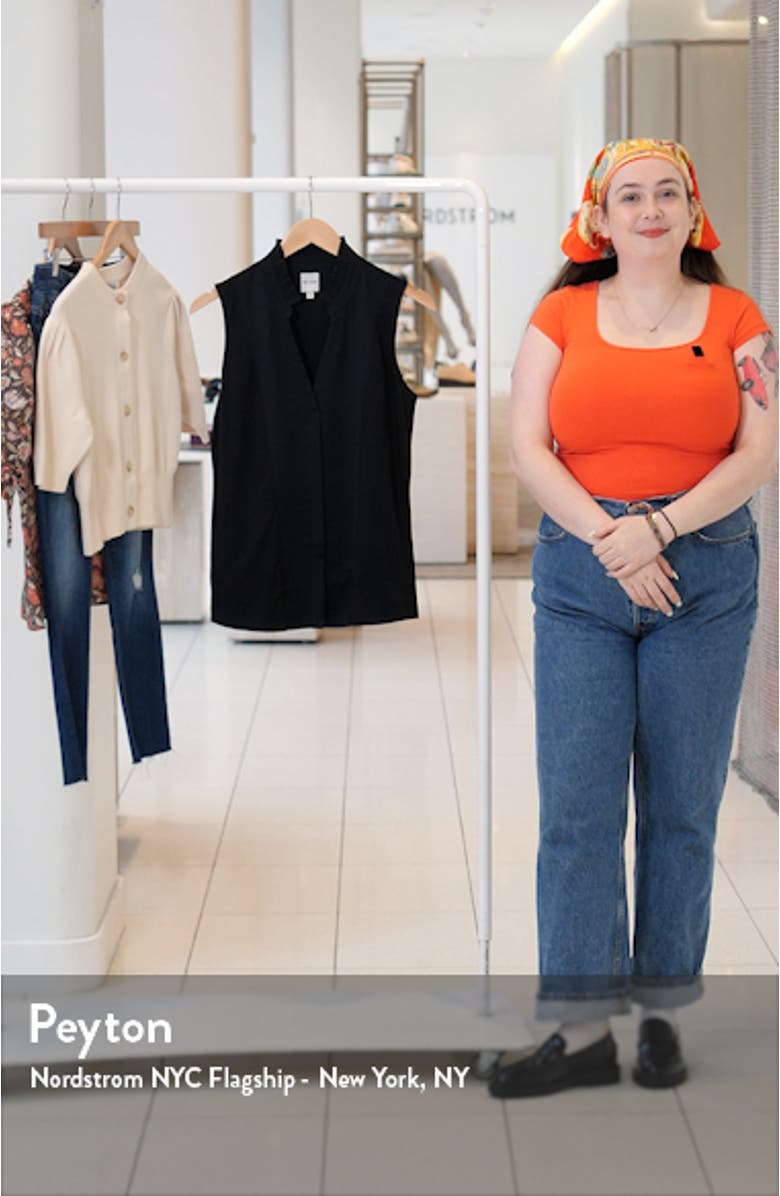 Mixed Media Pleat Neck Sleeveless Top, sales video thumbnail