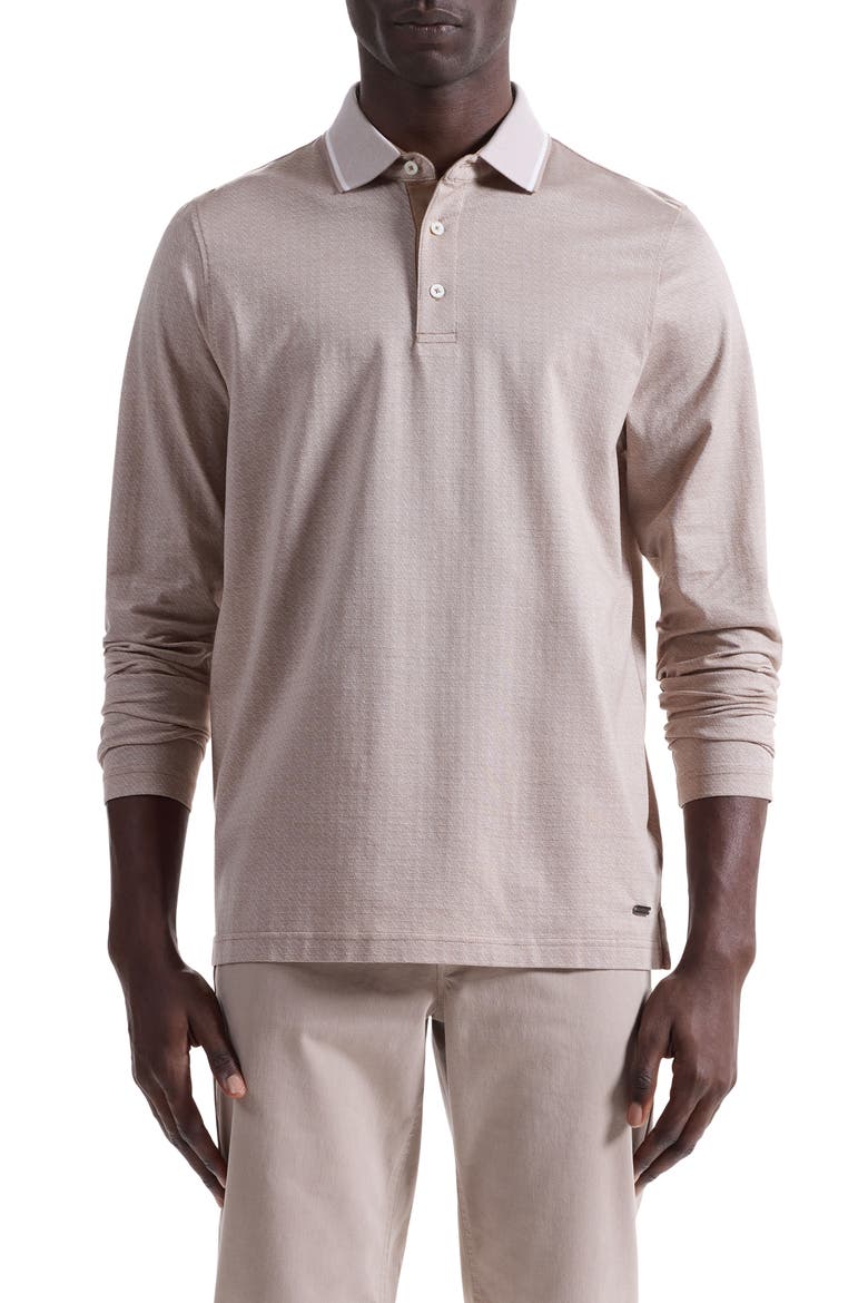 Mercerized Cotton Long Sleeve Polo, Main, color, COBBLESTONE
