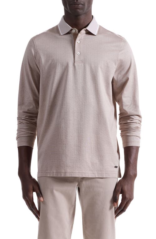 Bugatchi Mercerized Cotton Long Sleeve Polo In Neutral