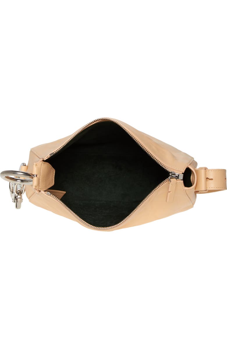 Burberry Small Knight Asymmetric Crinkle Leather Shoulder Bag, Alternate, color, Beige