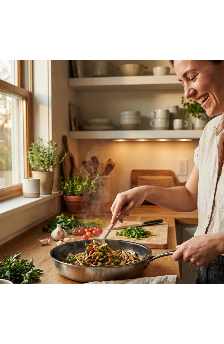 Alva Maestro Nonstick Stainless Steel Frying Pan with Lid, Alternate, color, 11 Inch