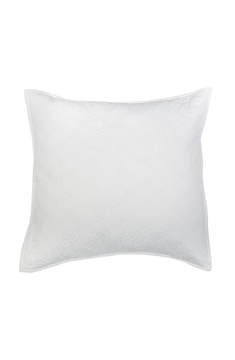 ELISABETH YORK 26" x 26" Sutton Dove Cotton Euro Sham - Machine Washable, Main, color, White
