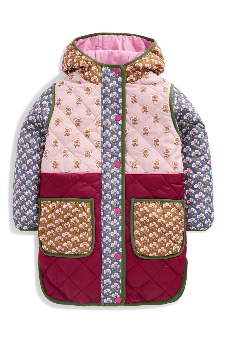 Kids' Floral Longline Quilted Jacket, Main, color, HOTCHPOTCH FLORAL