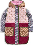 Mini Boden Kids' Floral Longline Quilted Jacket
