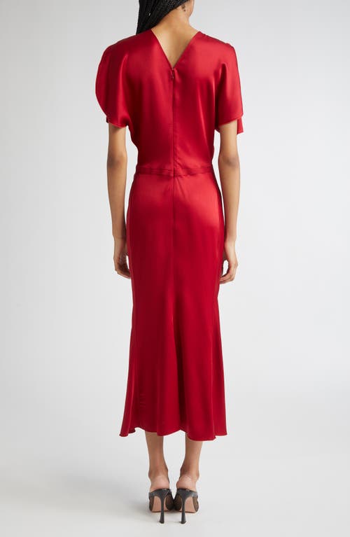 Victoria Beckham Ruched Waist Midi Dress In Red