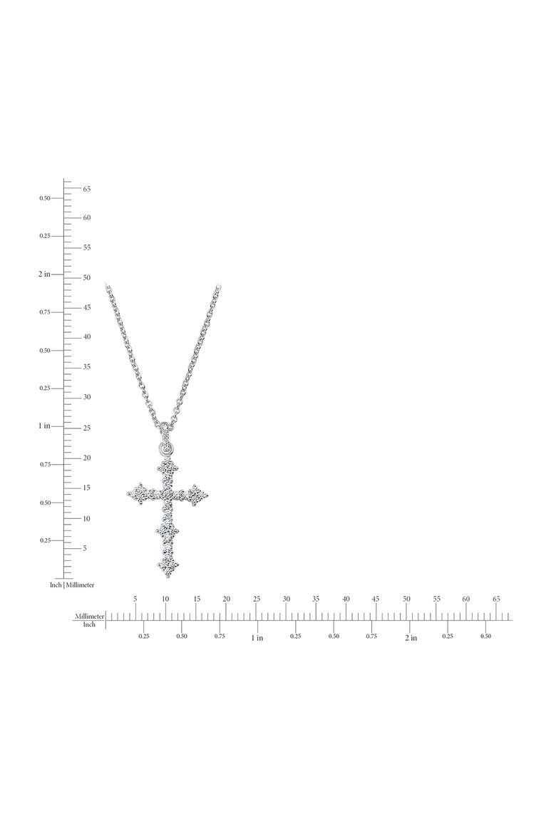 Pavé Cluster Cubic Zirconia Cross Pendant Necklace, Alternate, color, PURE PLATINUM/ CLEAR STONE