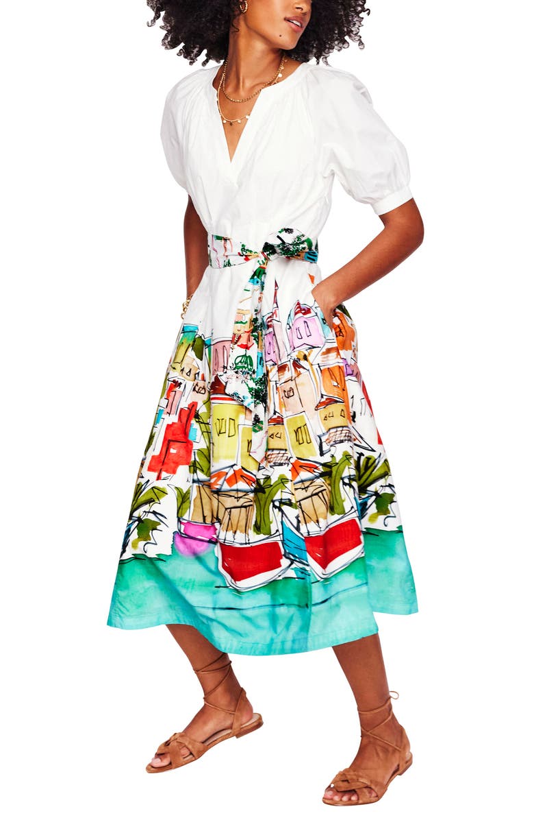 Boden Print Puff Sleeve Midi Dress, Main, color,