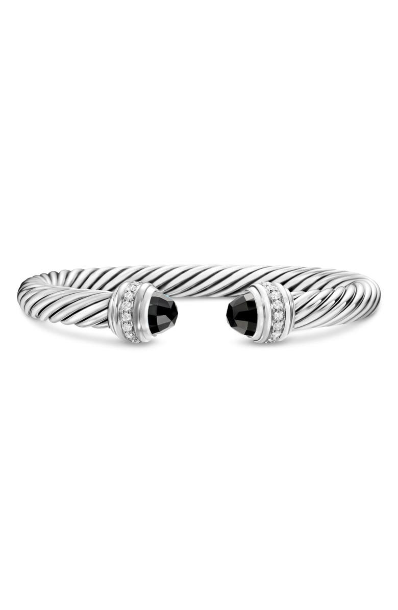 David Yurman Cable Classics Bracelet with Semiprecious Stones & Diamonds, 7mm, Main, color, Silver/ Diamond/ Black Onyx