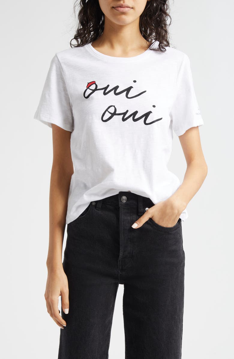 Cinq à Sept Oui Oui Shrunken Cotton T-Shirt, Main, color, White/ Black